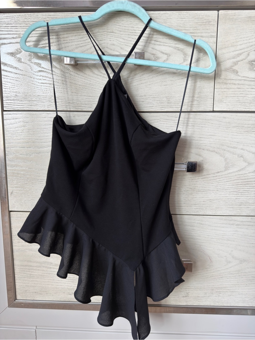 Anthropologie Black Ruffled Halter Camisole